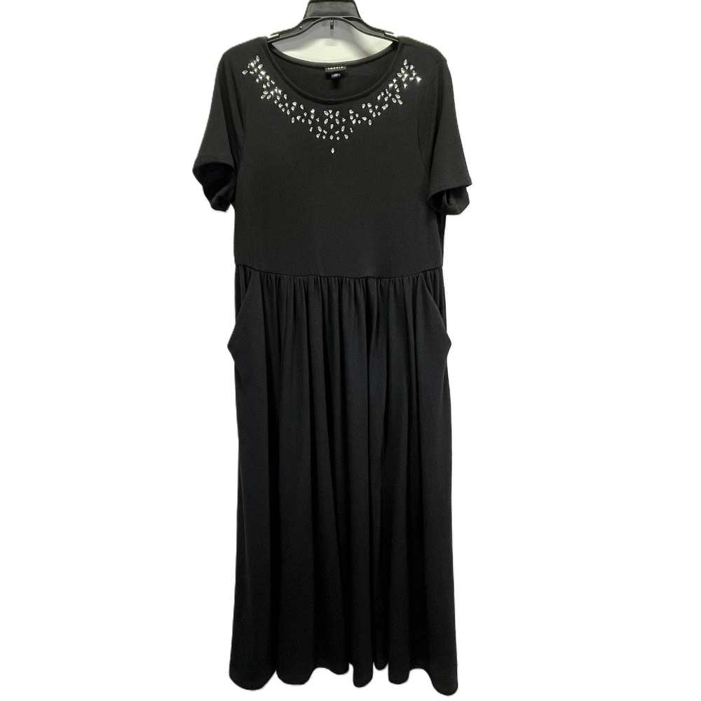 Torrid Black Embellished Neck Skater Midi‎ Short Sleeve Cocktail Dress Size 10